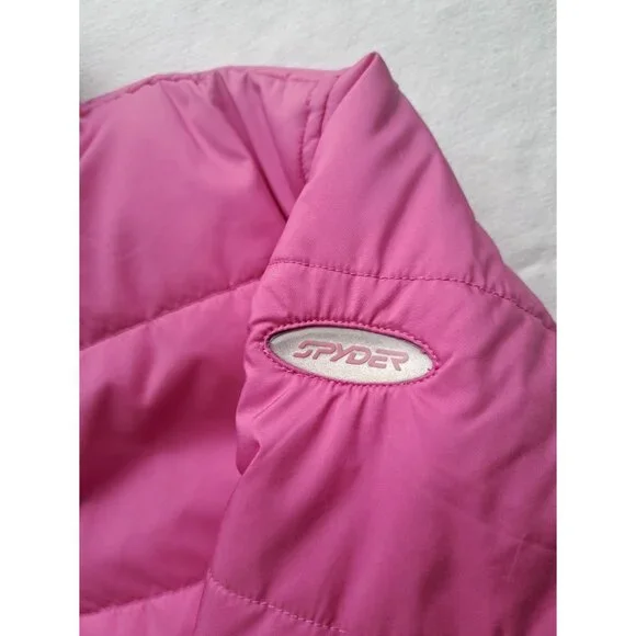 Spyder Women's Midweight Pink Jacket with Black Fur Trim Size 10 - Picture 3 of 11